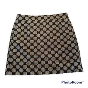 LOFT Black and White Geometric Pencil Skirt